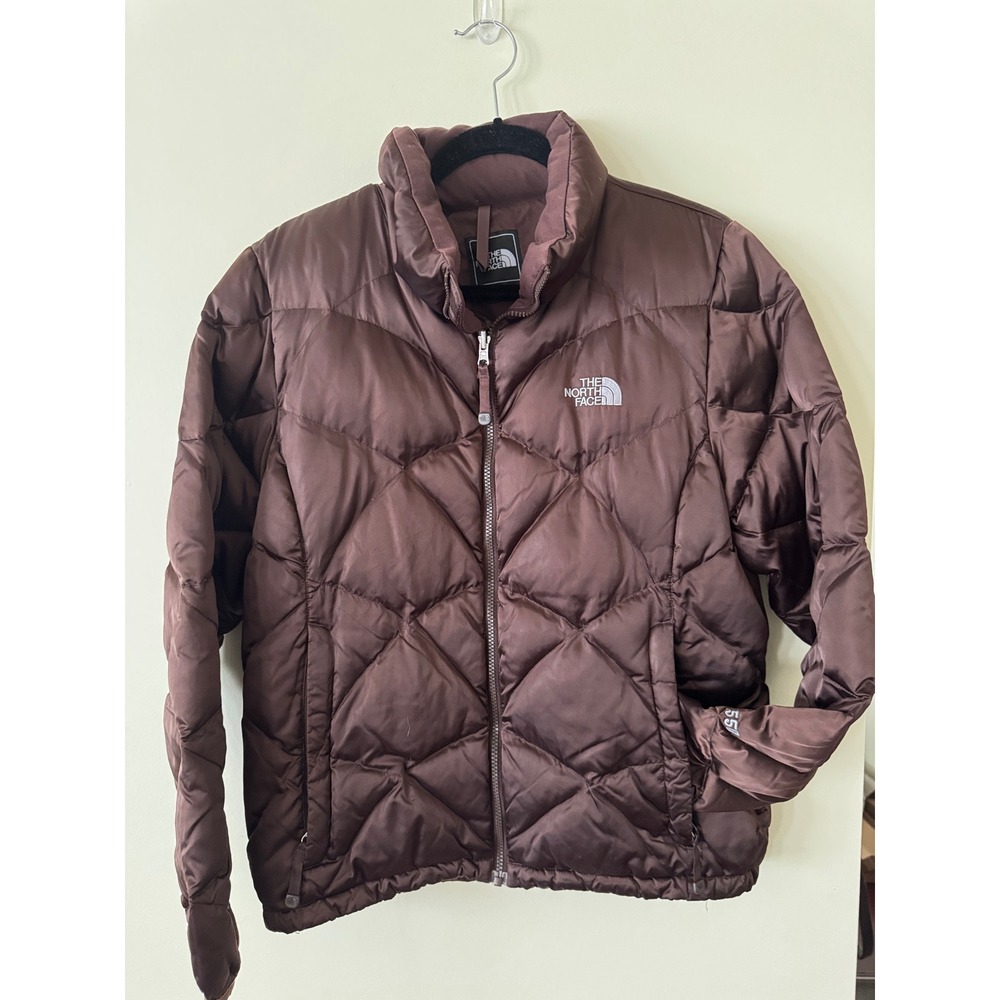 The North Face 550 Down Puffer Jacket Womens Large Chocolate Brown Quilted Coat